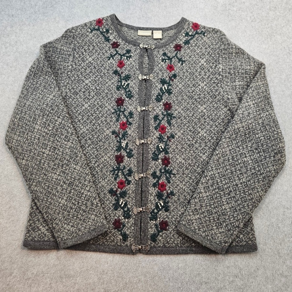 FIELDGEAR | Vintage Lambswool Nordic/Alpine Cardigan Sweater Metal Clasp‎ Folk